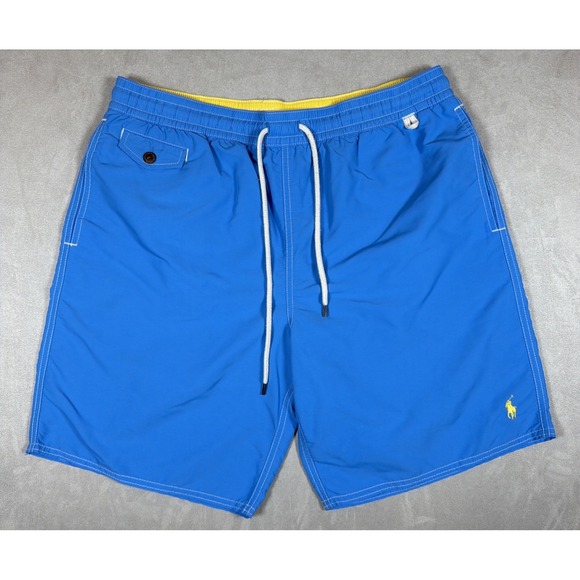Polo Ralph Lauren Other - Polo Ralph Lauren Swim Trunks Men's Large Blue Yellow Pony Lined Board Shorts